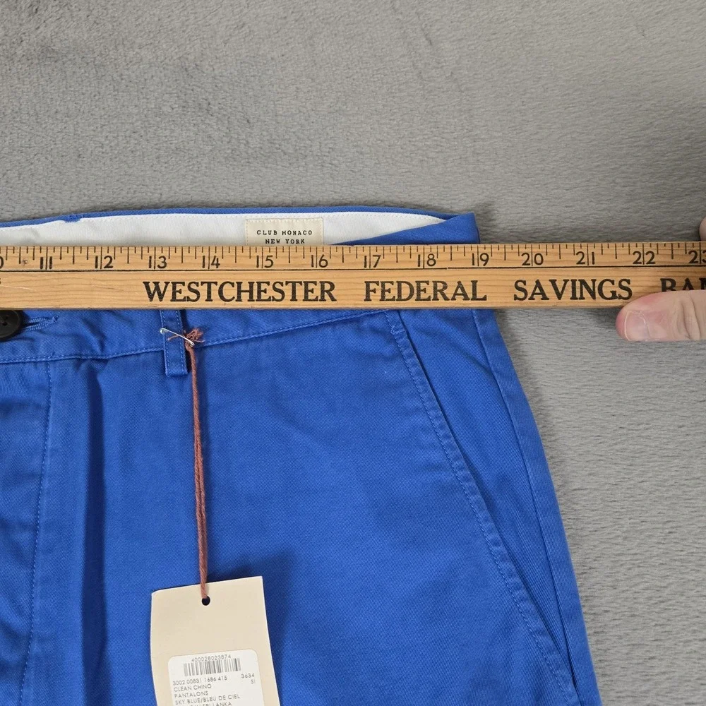 Club Monaco Pants Mens 36x34 Kennedy Classic Fit Chino Button Fly Blue NWT